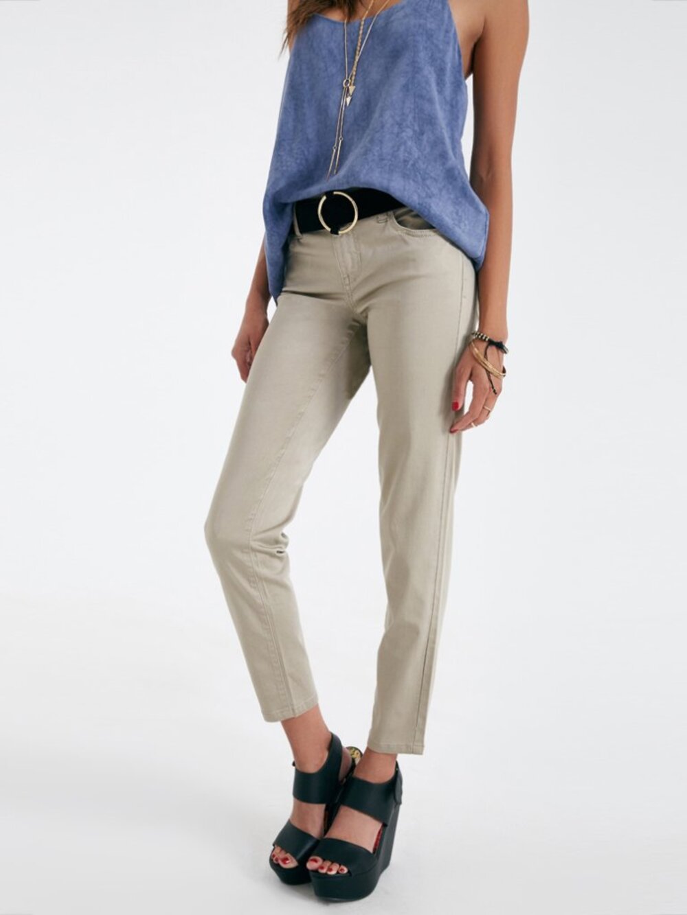 Celebrity Pink Juniors 5-Pocket Skinny Ankle Jeans, Khaki, Size 7